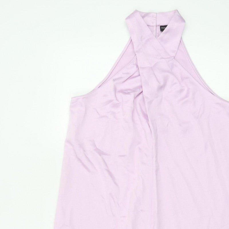 River Island Women Pink UK 8 Halter A-Line Long Occasion Dress