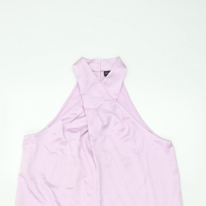 River Island Women Pink UK 8 Halter A-Line Long Occasion Dress