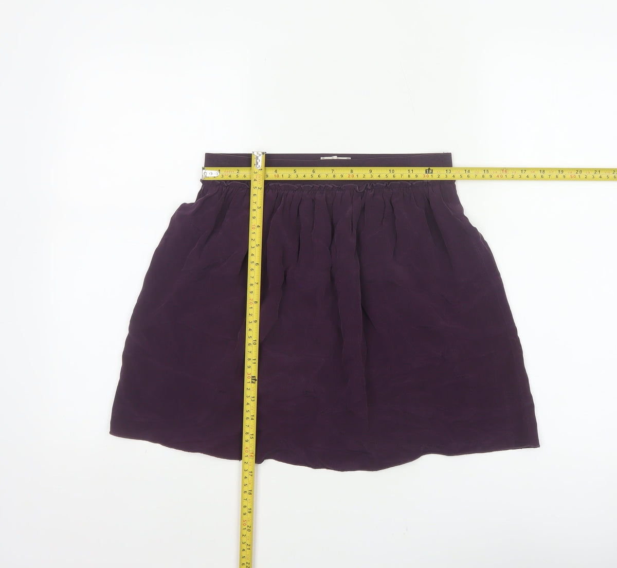 Hush Women Purple Silk Mini Skater Skirt S Elastic Waist