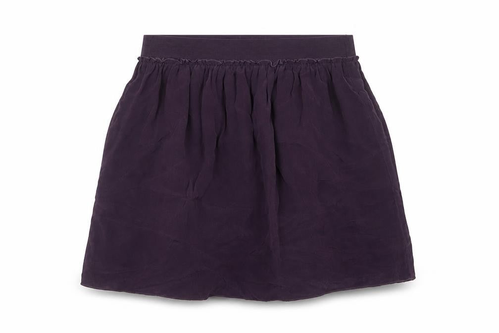 Hush Women Purple Silk Mini Skater Skirt S Elastic Waist