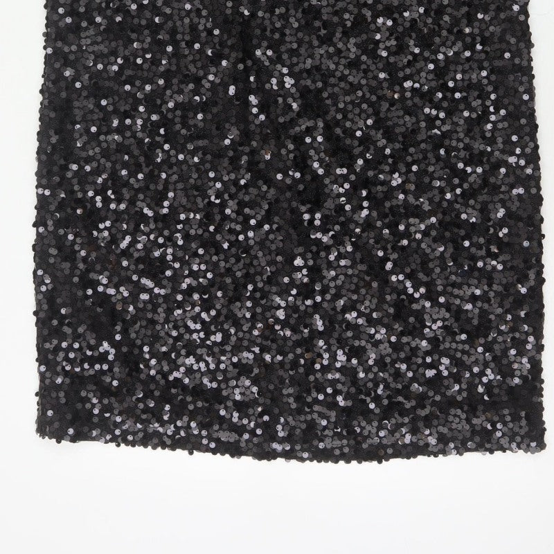 Next Women Black UK 14 Sequin Bodycon Mini Party Dress