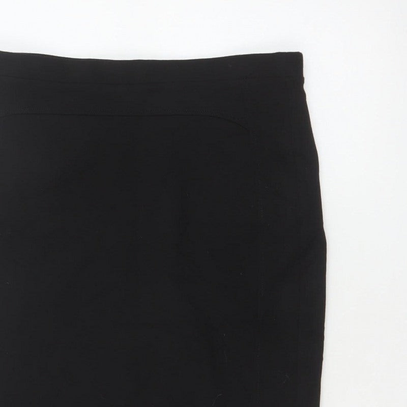 Marks and Spencer Women Black UK 12 Pencil Knee Length Stretch Skirt