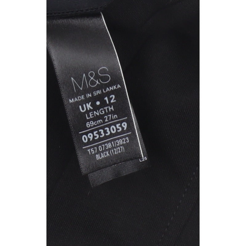 Marks and Spencer Women Black UK 12 Pencil Knee Length Stretch Skirt