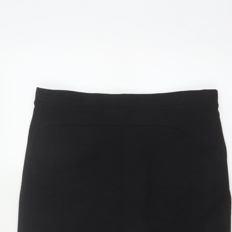 Marks and Spencer Women Black UK 12 Pencil Knee Length Stretch Skirt