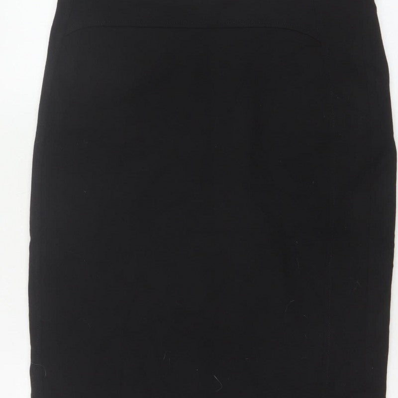 Marks and Spencer Women Black UK 12 Pencil Knee Length Stretch Skirt