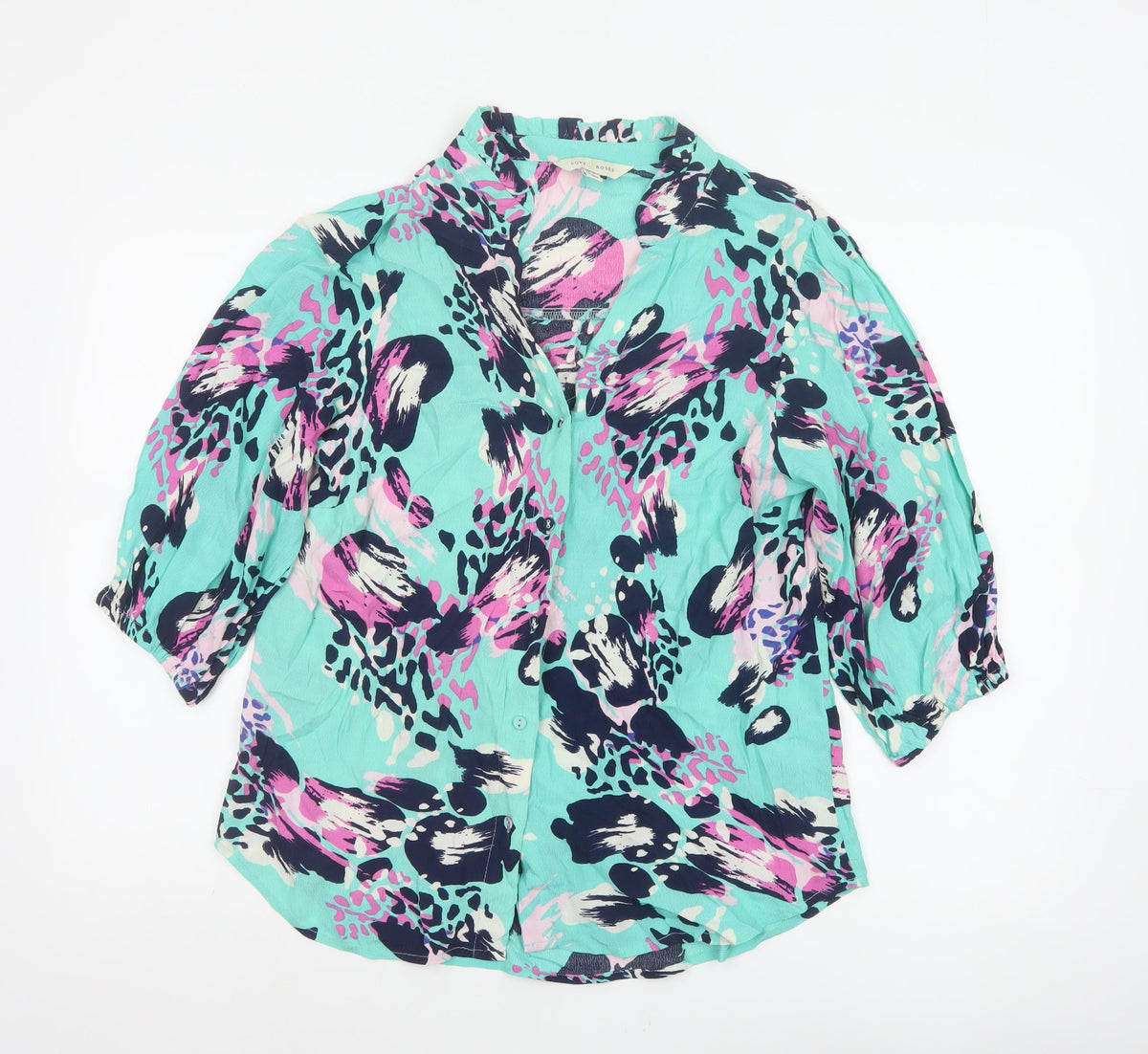 Love & Roses Women Multicoloured UK 12 V-Neck Button-Up Blouse