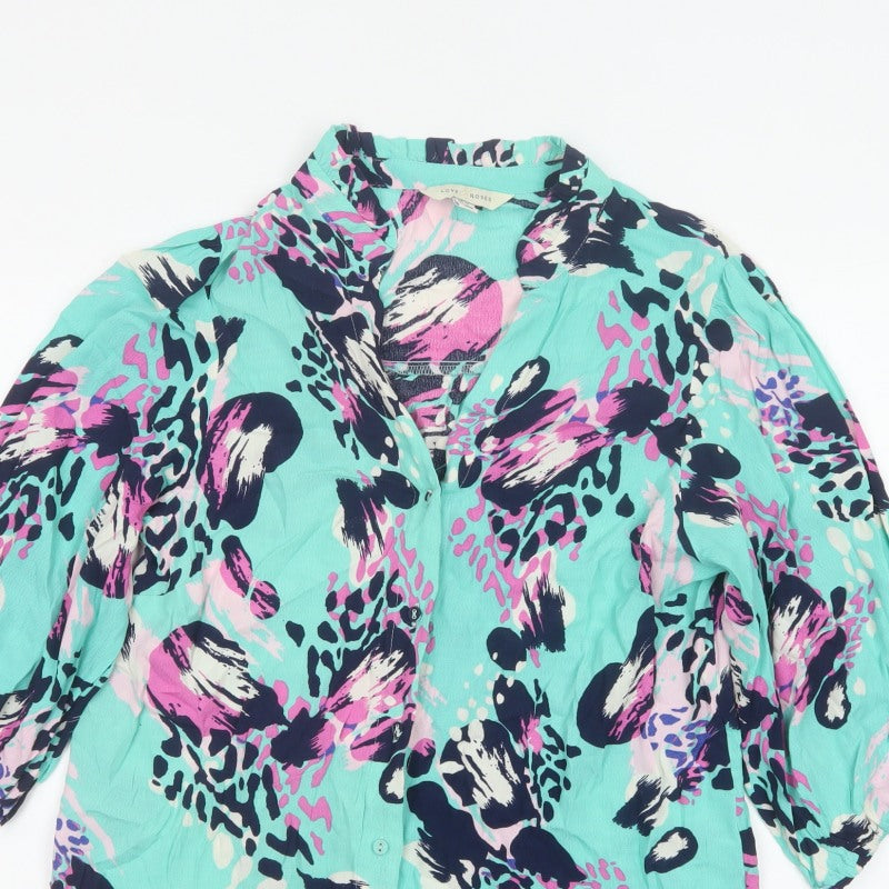 Love & Roses Women Multicoloured UK 12 V-Neck Button-Up Blouse