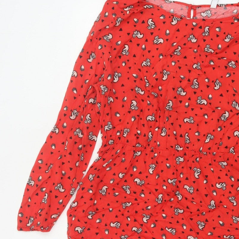 By Henry Holland Women’s Red Squirrel Print A-Line Dress Size 18