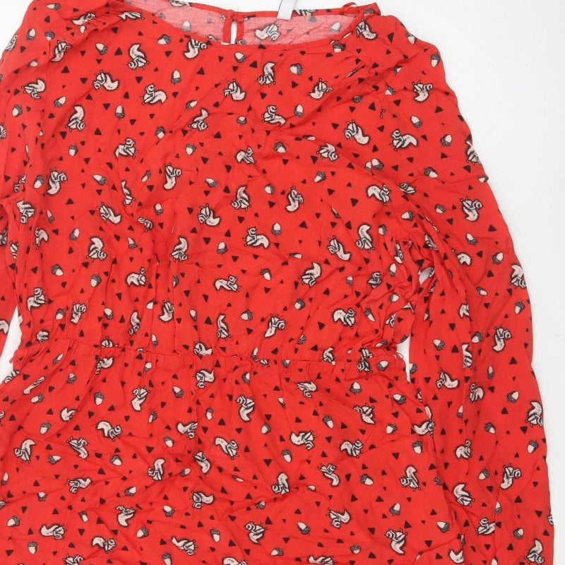 By Henry Holland Women’s Red Squirrel Print A-Line Dress Size 18