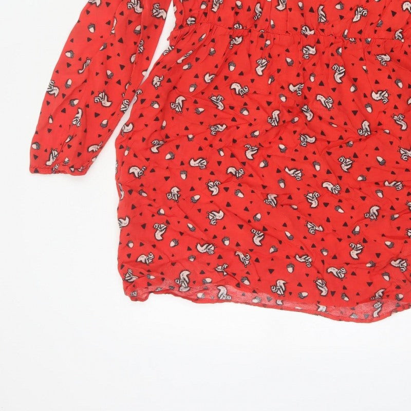 By Henry Holland Women’s Red Squirrel Print A-Line Dress Size 18