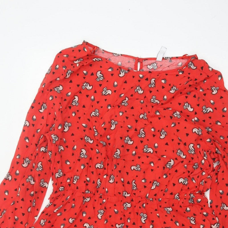 By Henry Holland Women’s Red Squirrel Print A-Line Dress Size 18