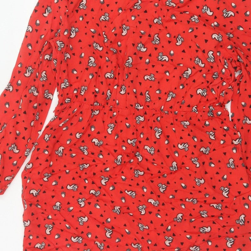 By Henry Holland Women’s Red Squirrel Print A-Line Dress Size 18