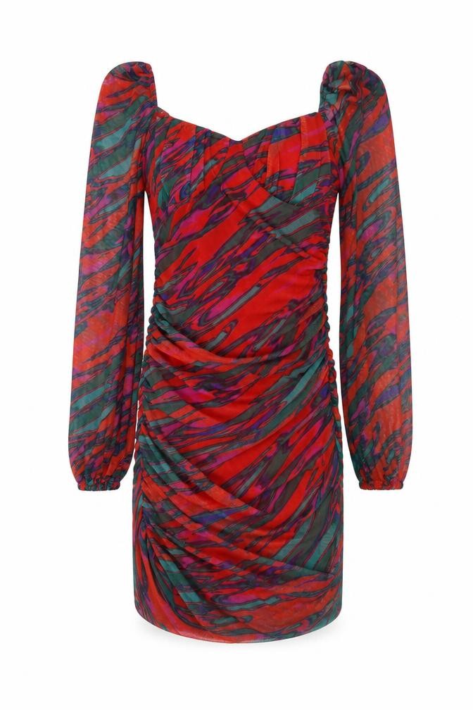 Quiz Women Multicoloured Size 10 Ruched Mesh Bodycon Party Dress