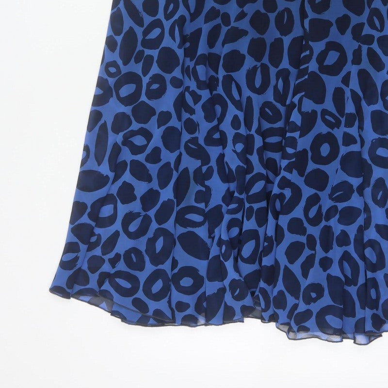 Marks and Spencer Women Blue Leopard Print Flare Long Skirt UK 14