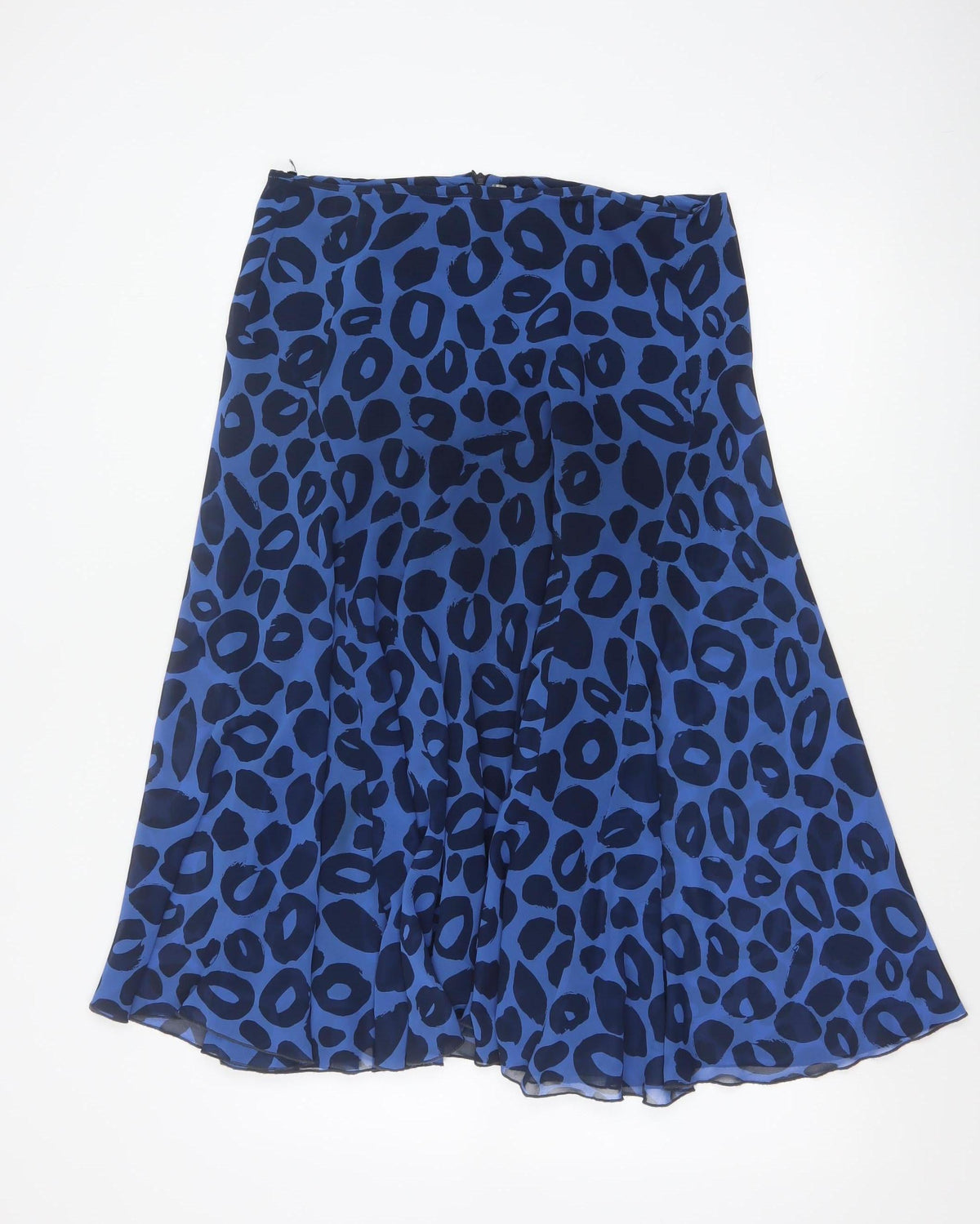 Marks and Spencer Women Blue Leopard Print Flare Long Skirt UK 14