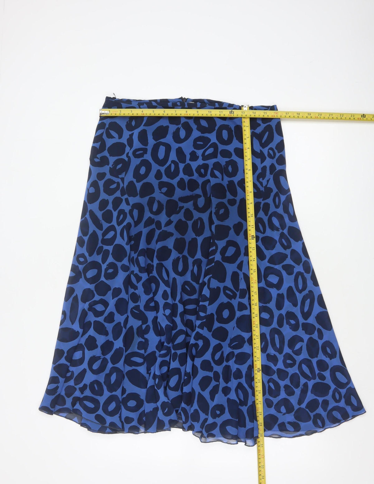 Marks and Spencer Women Blue Leopard Print Flare Long Skirt UK 14