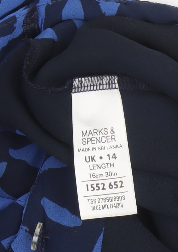 Marks and Spencer Women Blue Leopard Print Flare Long Skirt UK 14