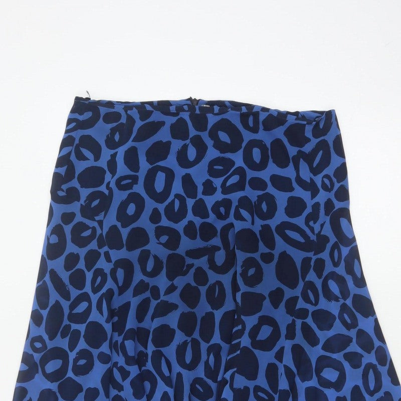 Marks and Spencer Women Blue Leopard Print Flare Long Skirt UK 14