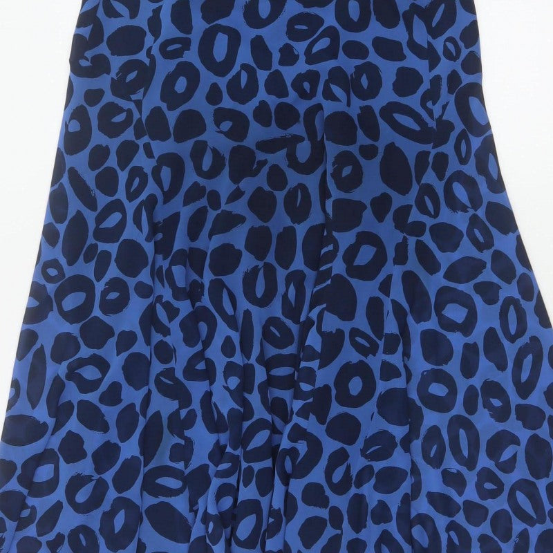 Marks and Spencer Women Blue Leopard Print Flare Long Skirt UK 14