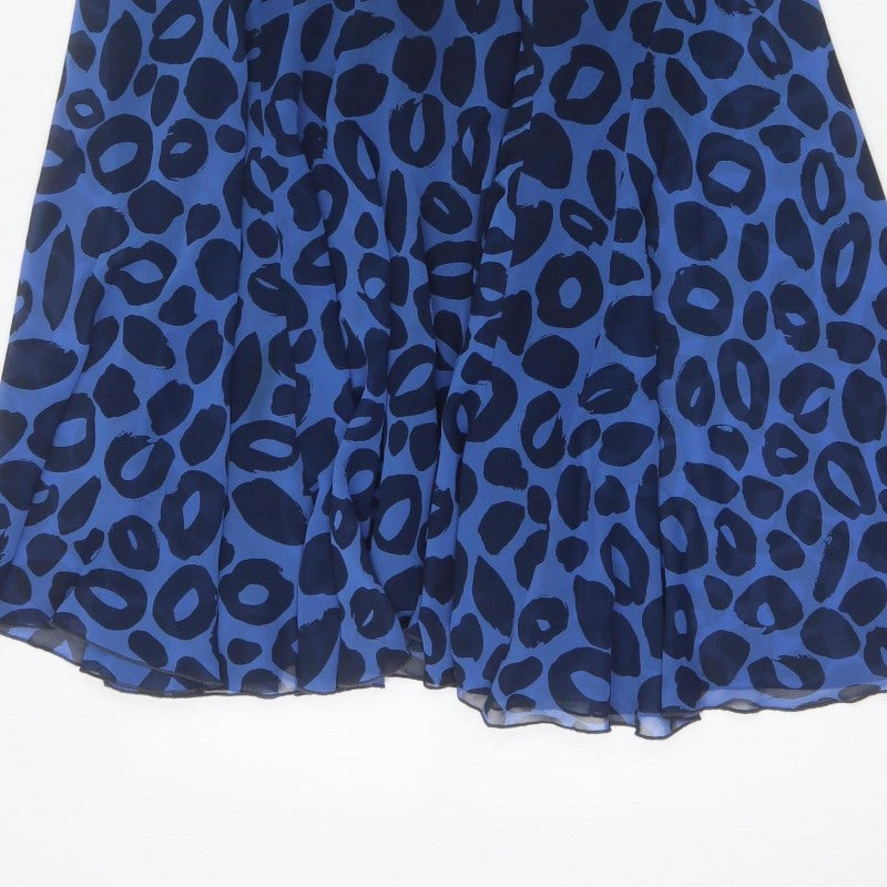 Marks and Spencer Women Blue Leopard Print Flare Long Skirt UK 14