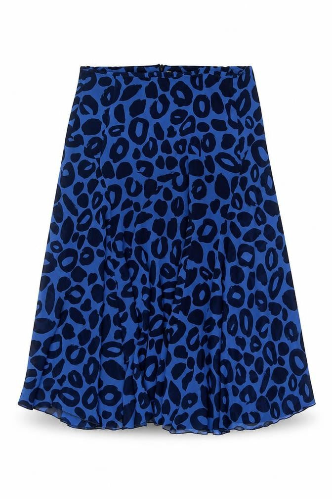 Marks and Spencer Women Blue Leopard Print Flare Long Skirt UK 14