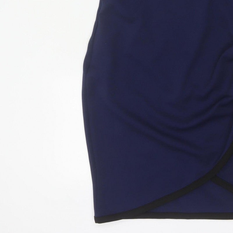 River Island Women Blue UK 12 Bodycon Knee Length Halter Party Dress