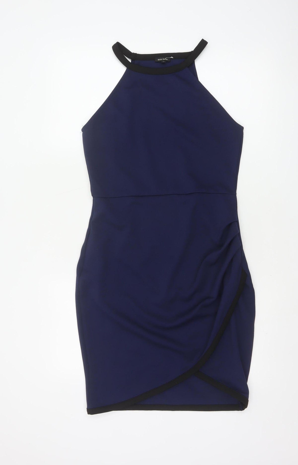River Island Women Blue UK 12 Bodycon Knee Length Halter Party Dress