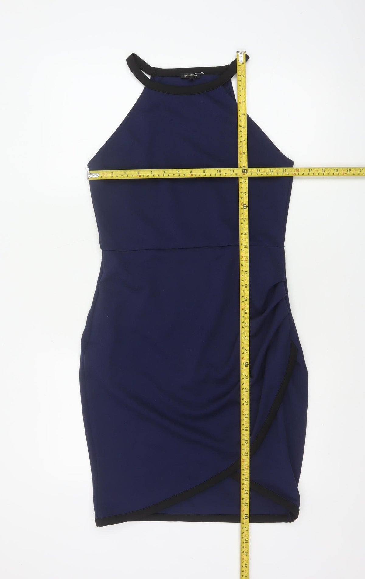 River Island Women Blue UK 12 Bodycon Knee Length Halter Party Dress
