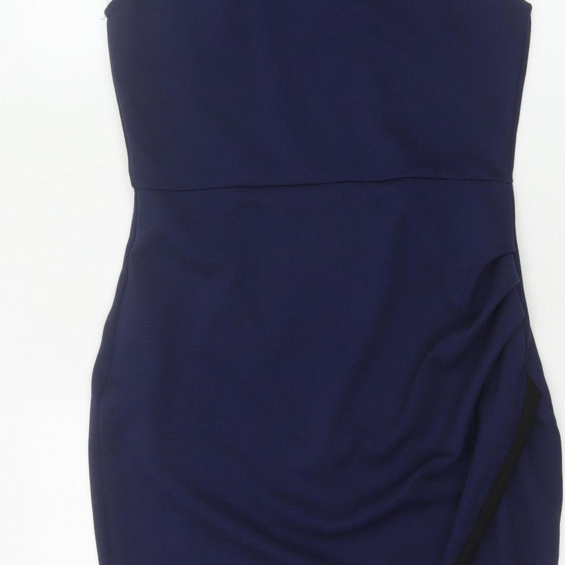 River Island Women Blue UK 12 Bodycon Knee Length Halter Party Dress