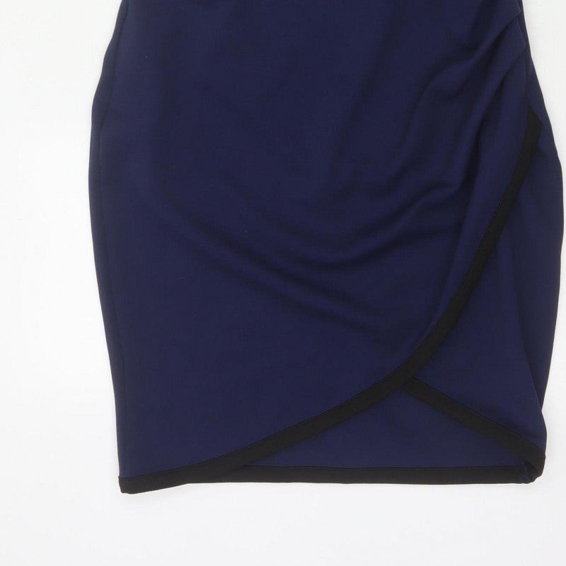 River Island Women Blue UK 12 Bodycon Knee Length Halter Party Dress