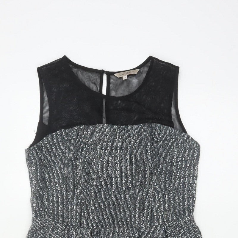 Marks and Spencer Limited Edition Women's Black Grey Fit & Flare Dress 10
