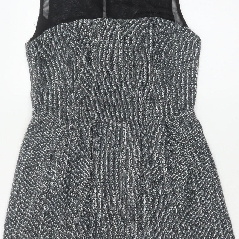 Marks and Spencer Limited Edition Women's Black Grey Fit & Flare Dress 10