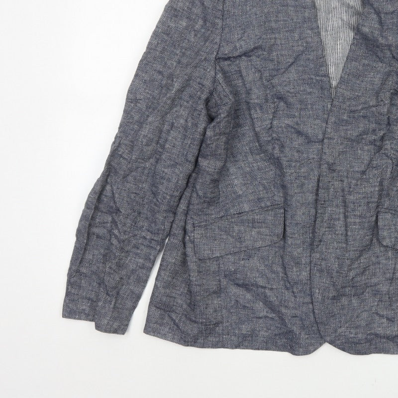 Marks and Spencer Women’s Blue Linen Blend Open Jacket UK 16