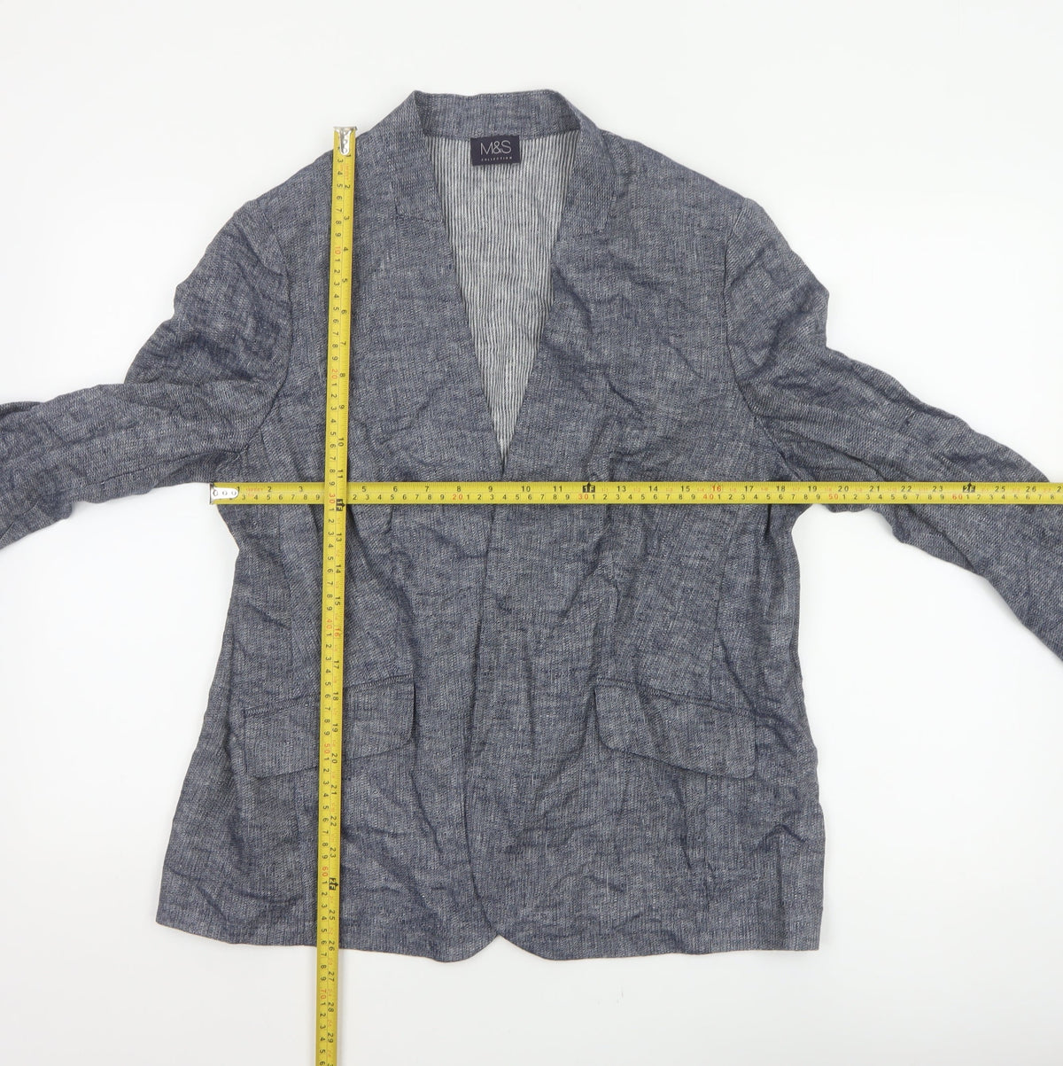 Marks and Spencer Women’s Blue Linen Blend Open Jacket UK 16