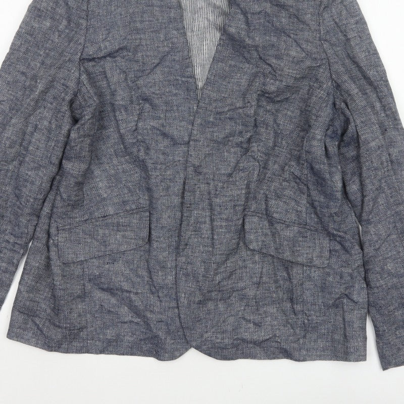 Marks and Spencer Women’s Blue Linen Blend Open Jacket UK 16