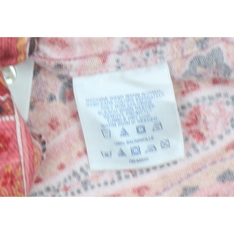 Lands' End Women Pink Paisley Flannel Button-Up Shirt Size 14 Petite