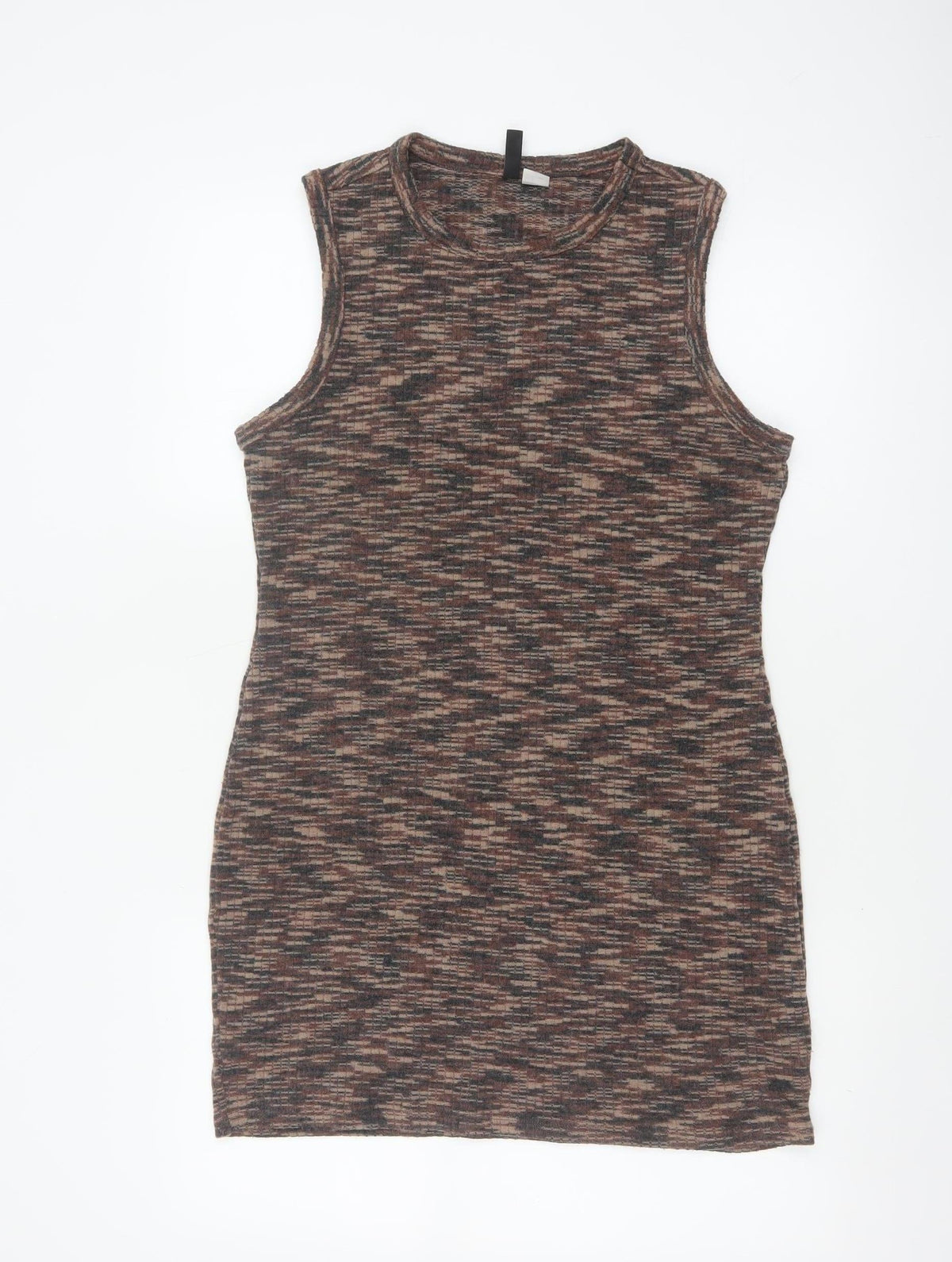 H&M Divided Women Brown Multicoloured L Bodycon Mini Knit Dress