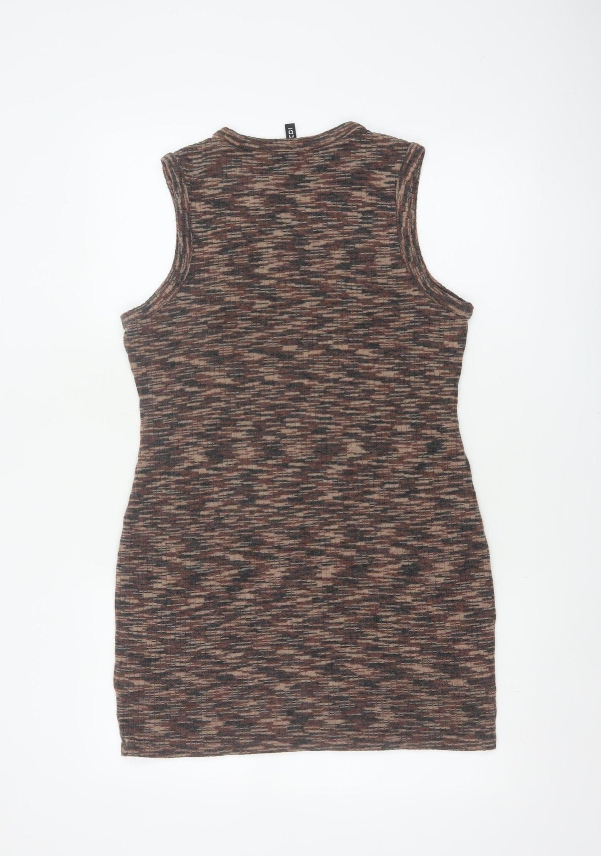 H&M Divided Women Brown Multicoloured L Bodycon Mini Knit Dress