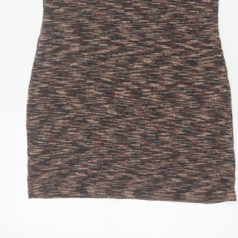 H&M Divided Women Brown Multicoloured L Bodycon Mini Knit Dress
