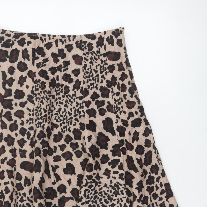 Uniform John Paul Richard Women Beige Leopard Print Flare Skirt UK 6