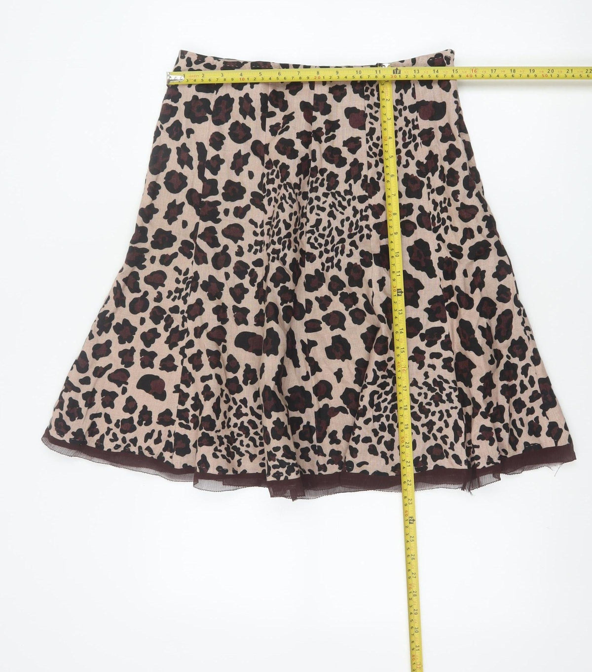 Uniform John Paul Richard Women Beige Leopard Print Flare Skirt UK 6
