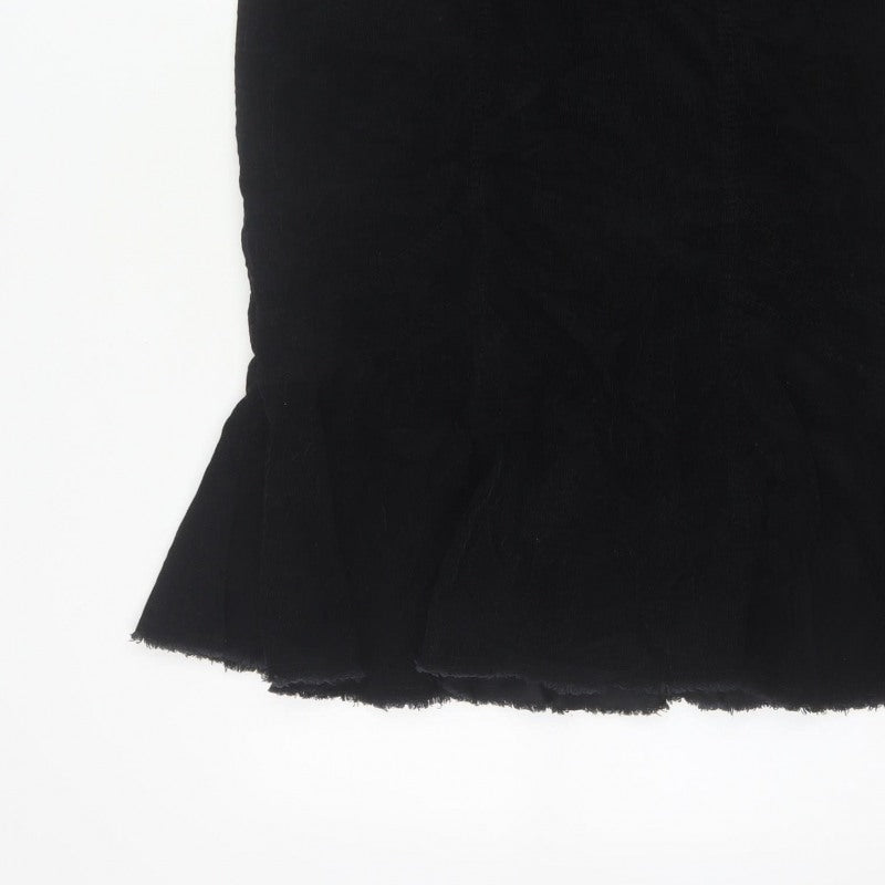 Per Una Women’s Black UK 16 Velvet Midi Trumpet Skirt Flared Hem