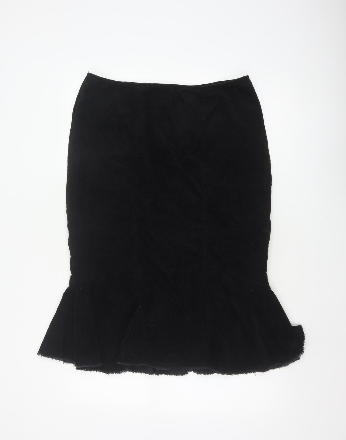 Per Una Women’s Black UK 16 Velvet Midi Trumpet Skirt Flared Hem