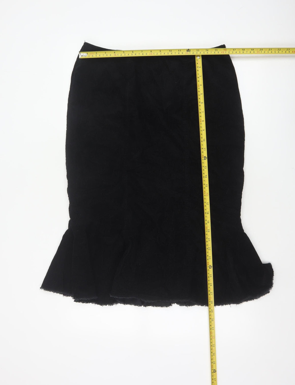 Per Una Women’s Black UK 16 Velvet Midi Trumpet Skirt Flared Hem