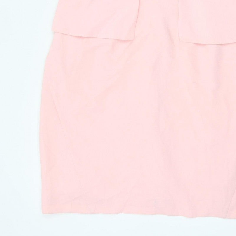 River Island Women Pink Size 18 Peplum Pencil Dress Cut Out