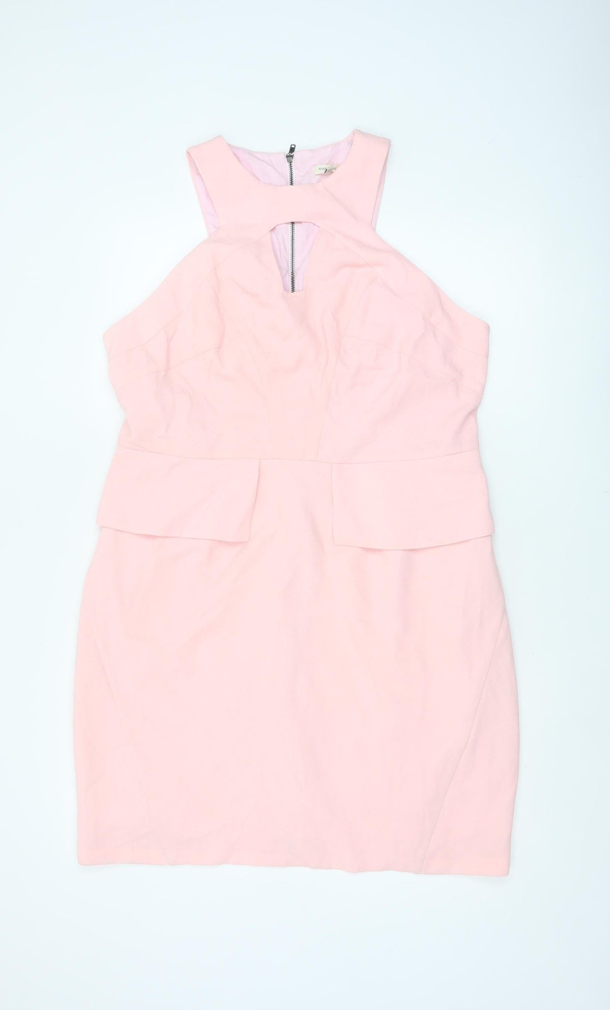 River Island Women Pink Size 18 Peplum Pencil Dress Cut Out