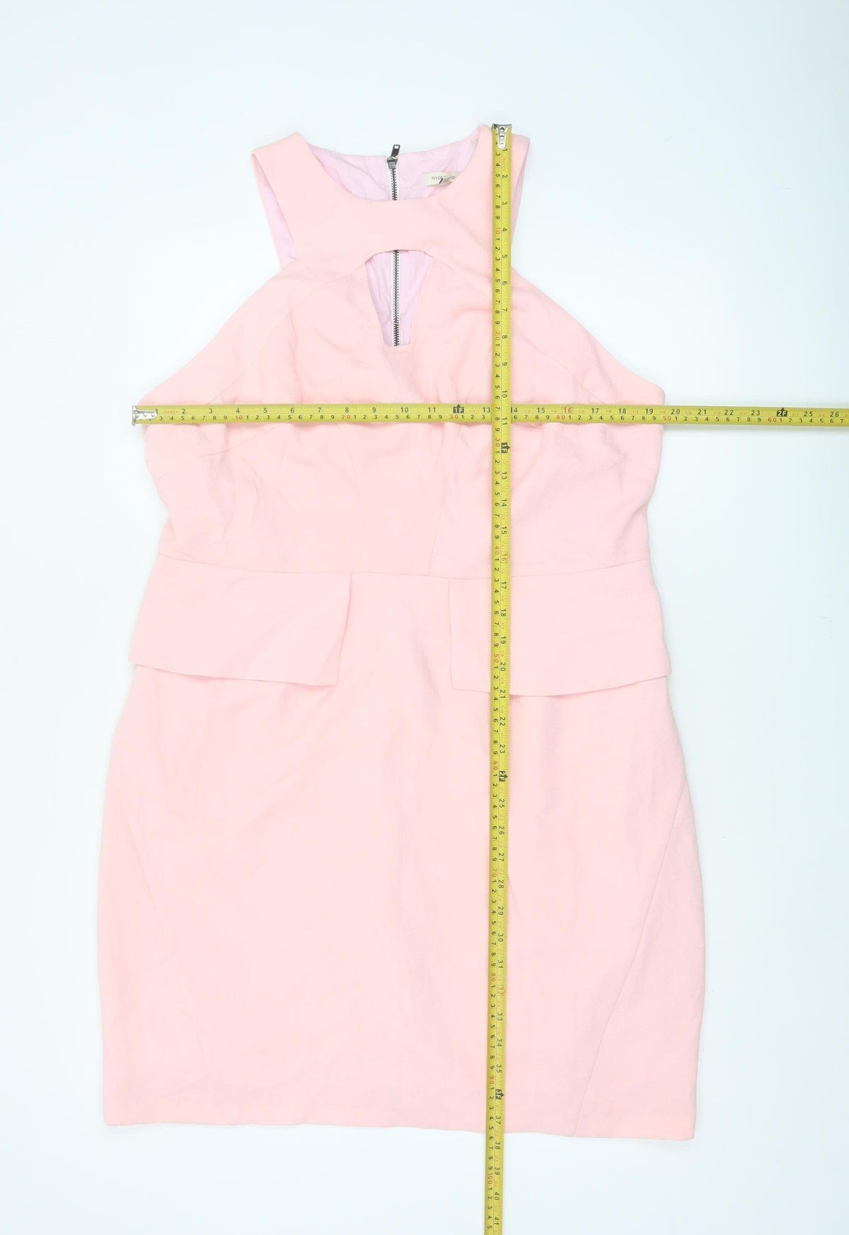 River Island Women Pink Size 18 Peplum Pencil Dress Cut Out
