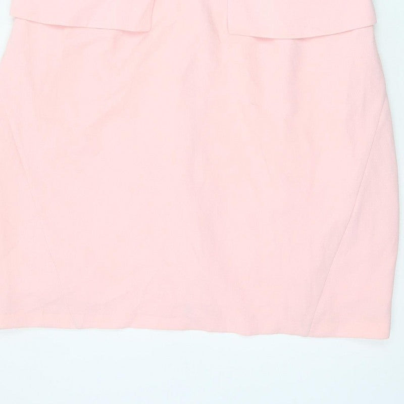 River Island Women Pink Size 18 Peplum Pencil Dress Cut Out