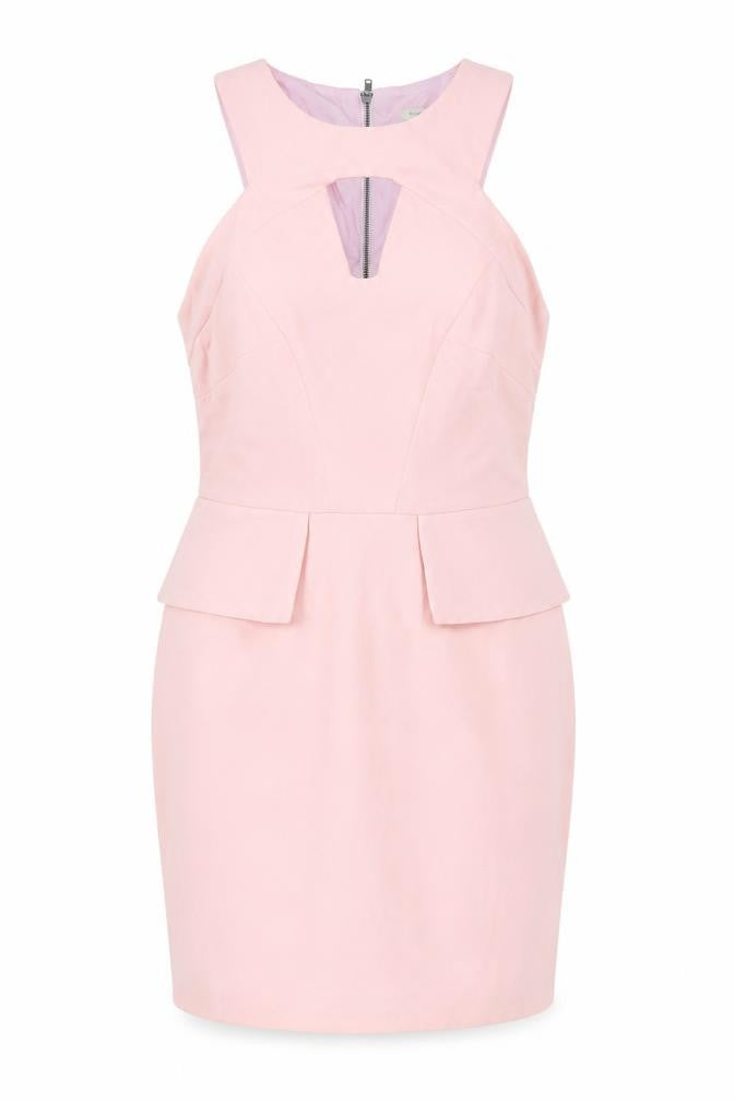 River Island Women Pink Size 18 Peplum Pencil Dress Cut Out