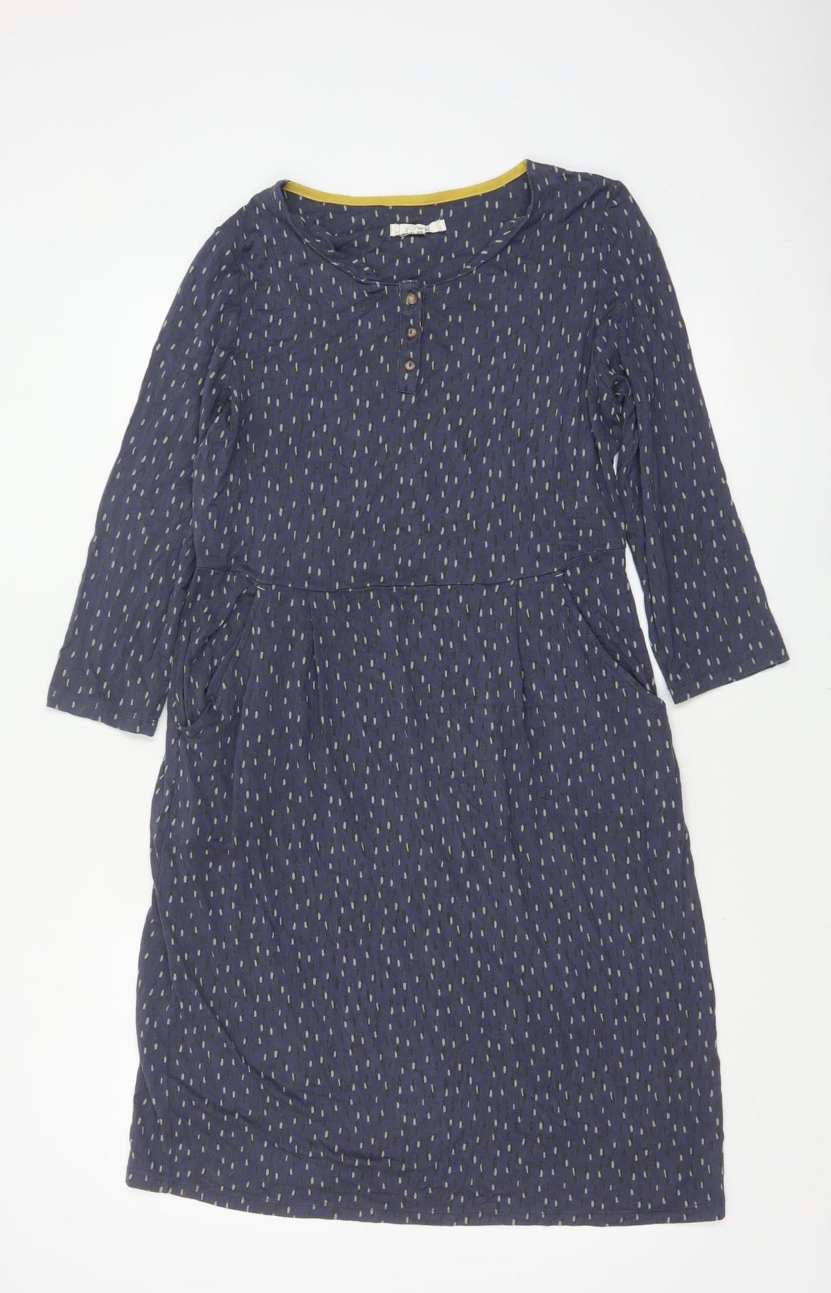 White Stuff Women Blue UK 14 Fit & Flare Knee Dress Geometric